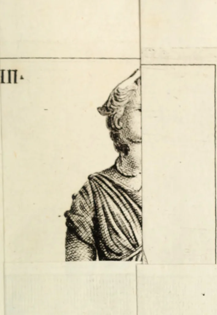 An illustration from Due ragionamenti del dottore Lodovico Coltellini agli accademici etruschi di Cortona sopra quattro superbi bronzi antichi e due in specie, un creduto candelabro cioè, ed una statuetta puerile, con inscrizioni etrusche molto particolari, trovati di fresco nei contorni di detta città edizione arricchita di tavole in rame .., 1750, leaf 186