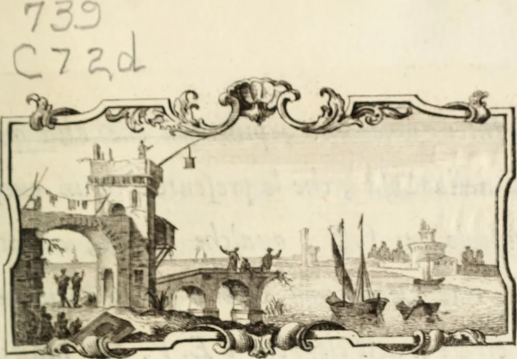 An illustration from Due ragionamenti del dottore Lodovico Coltellini agli accademici etruschi di Cortona sopra quattro superbi bronzi antichi e due in specie, un creduto candelabro cioè, ed una statuetta puerile, con inscrizioni etrusche molto particolari, trovati di fresco nei contorni di detta città edizione arricchita di tavole in rame .., 1750, leaf 6