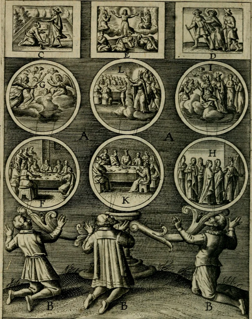 An illustration from Duodecim specula deum aliquando videre desideranti concinnata, 1610, leaf 159