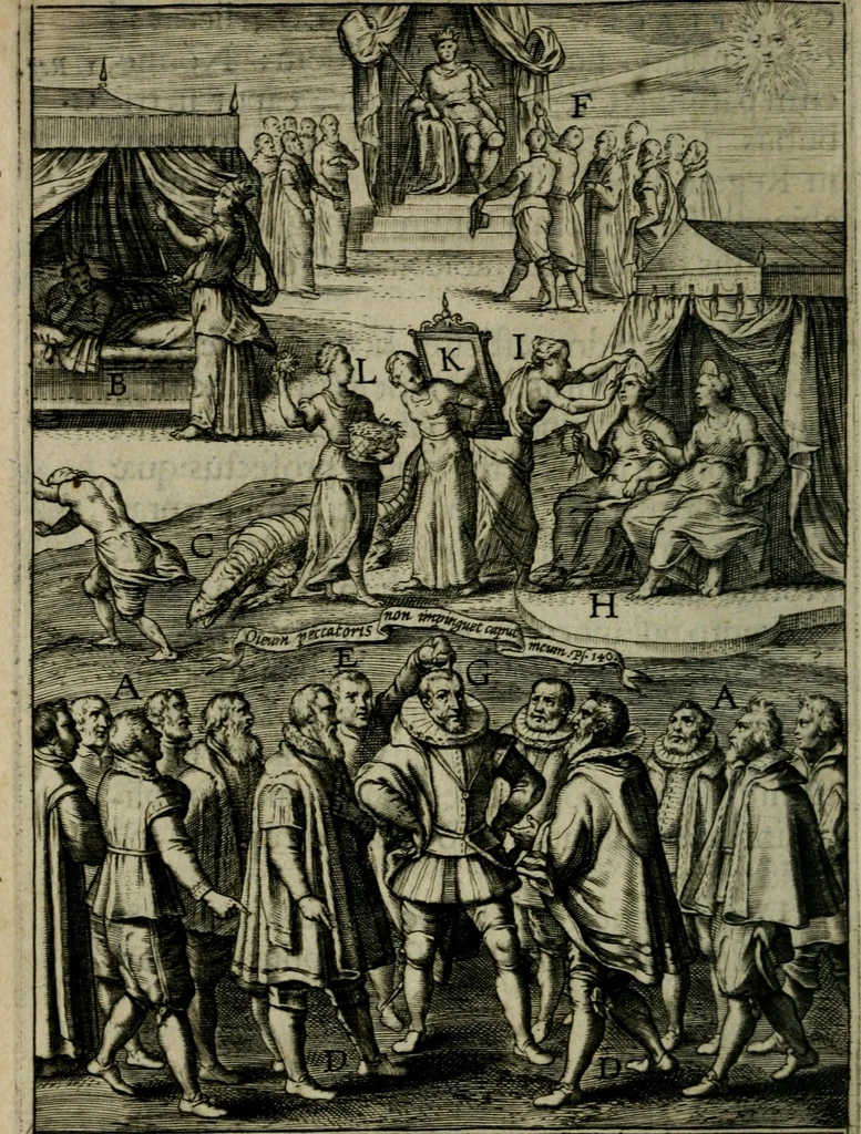 An illustration from Duodecim specula deum aliquando videre desideranti concinnata, 1610, leaf 71