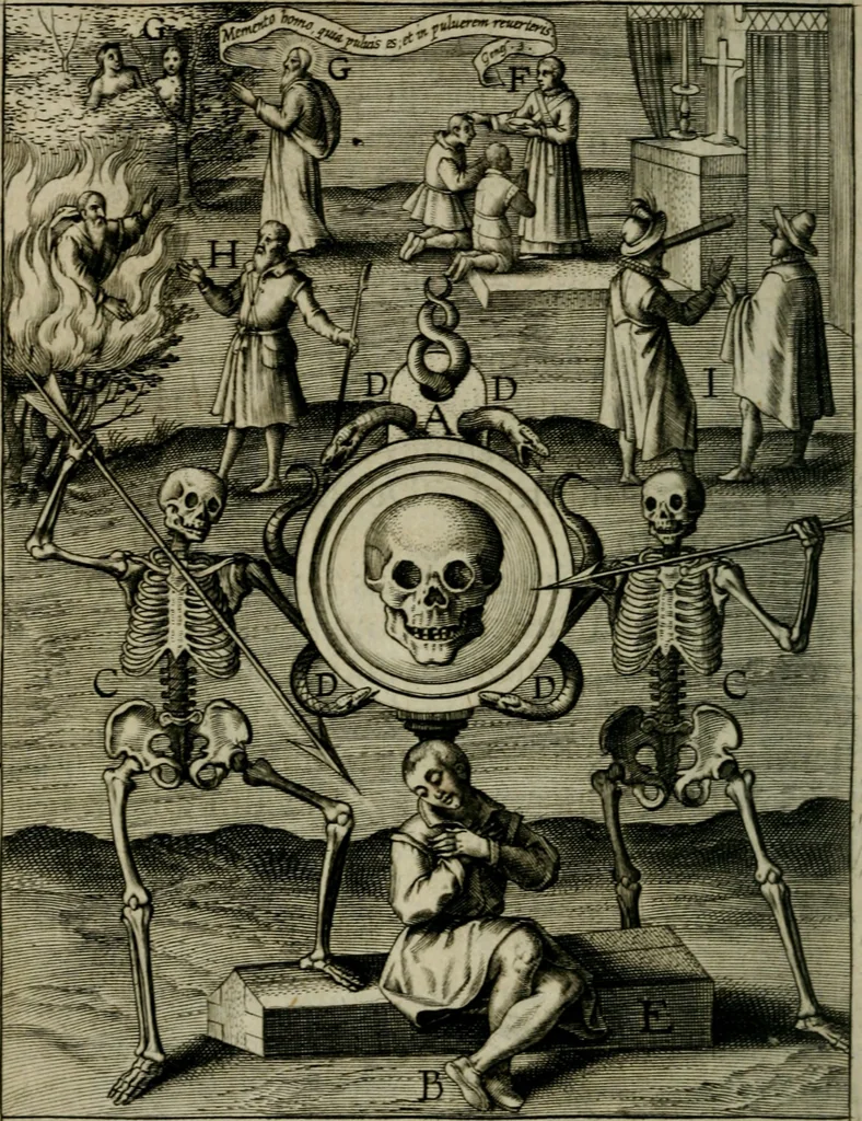 An illustration from Duodecim specula deum aliquando videre desideranti concinnata, 1610, leaf 85