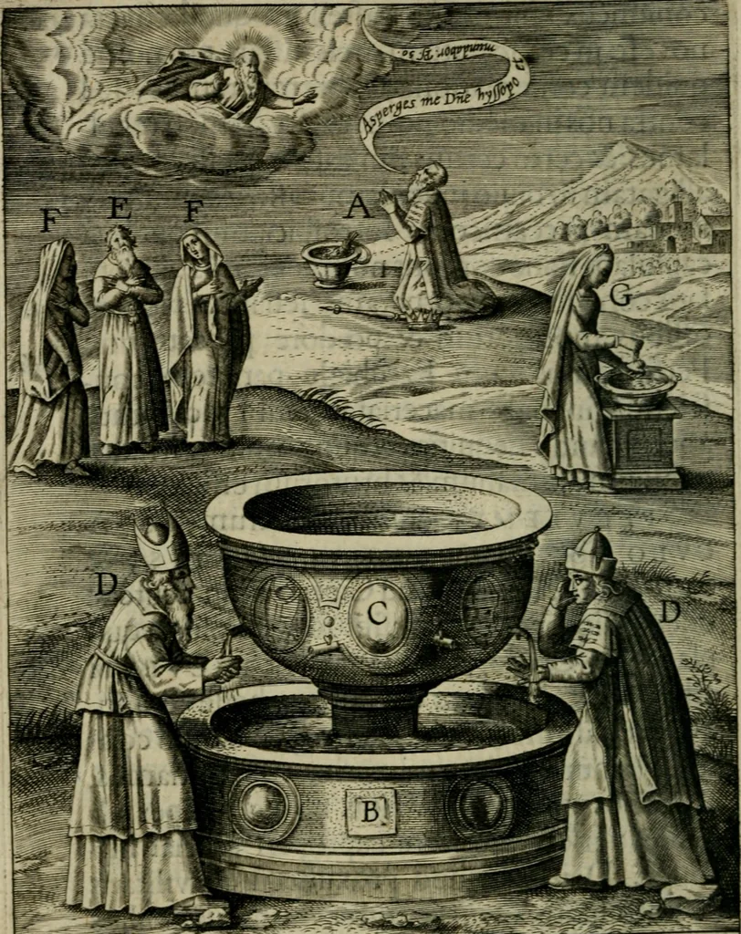 An illustration from Duodecim specula deum aliquando videre desideranti concinnata, 1610, leaf 99