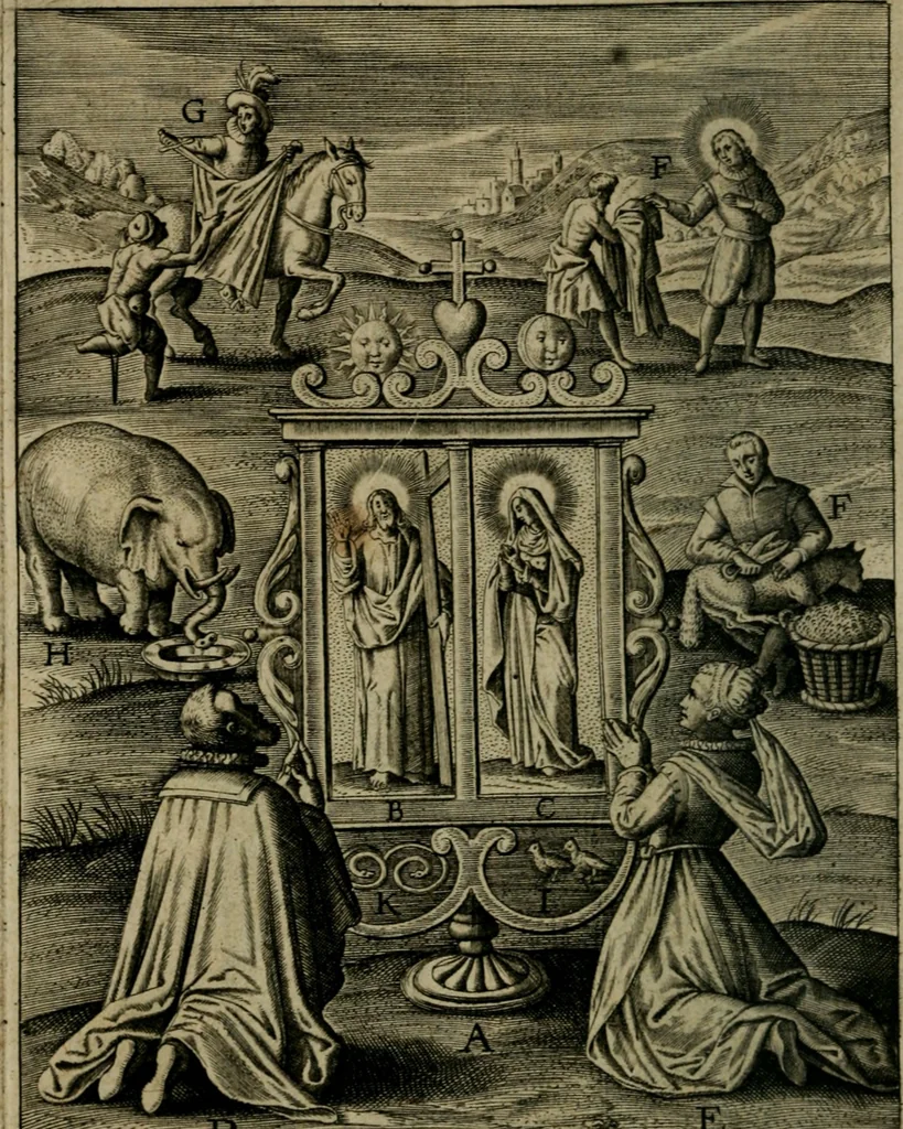 An illustration from Duodecim specula deum aliquando videre desideranti concinnata, 1610, leaf 143