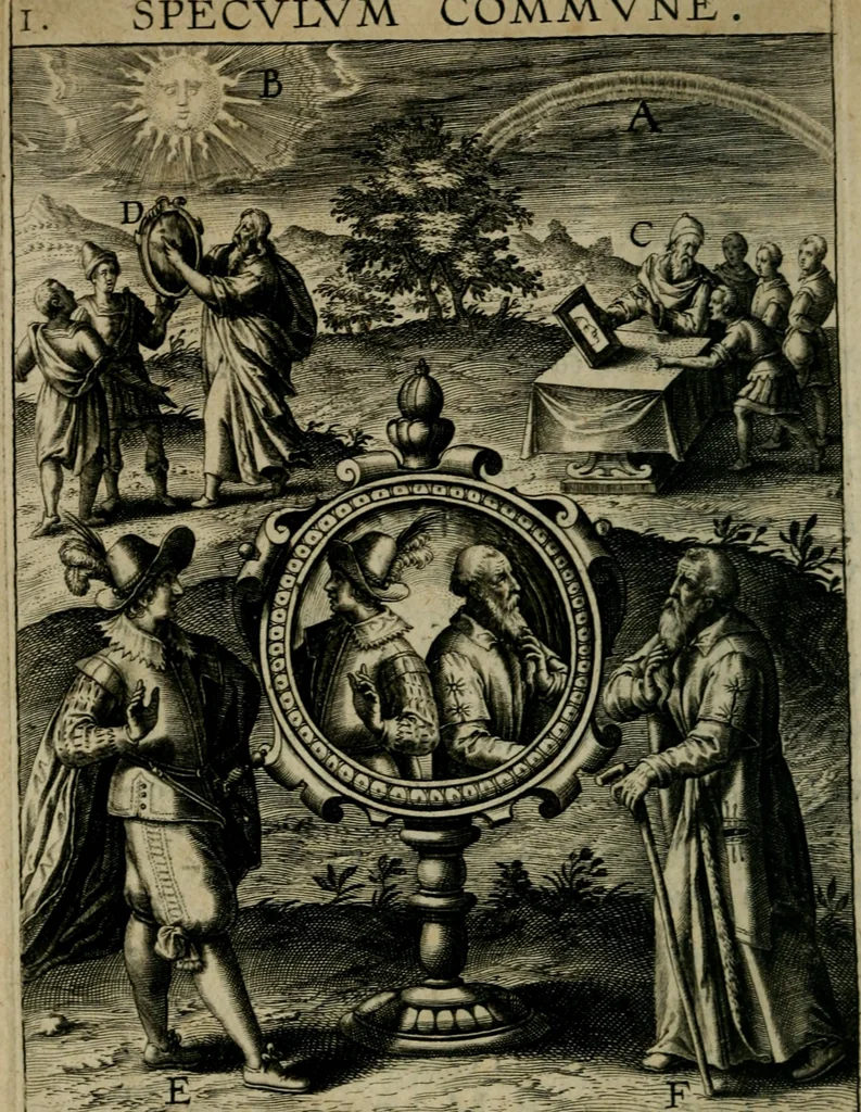 An illustration from Duodecim specula deum aliquando videre desideranti concinnata, 1610, leaf 17