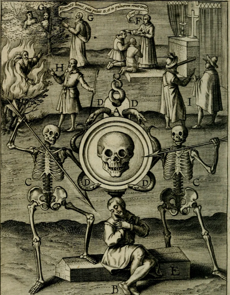 An illustration from Duodecim specula deum aliquando videre desideranti concinnata, 1610, leaf 85