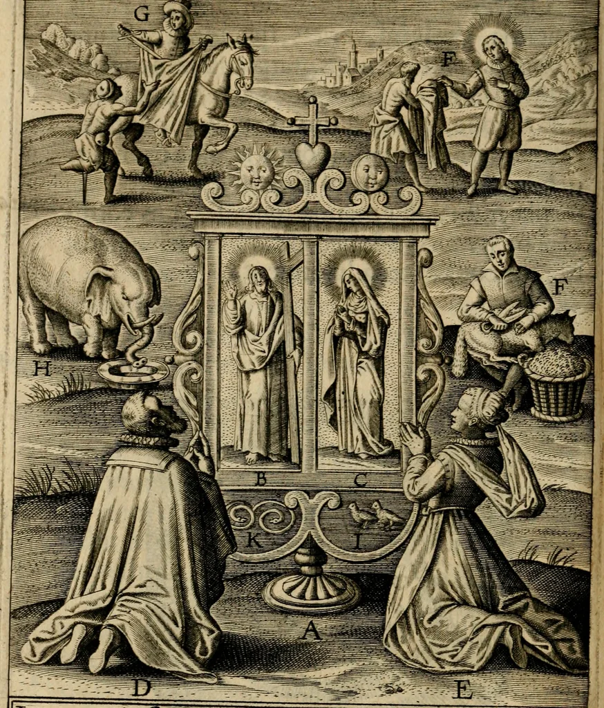 An illustration from Duodecim specula Deum aliquando videre desideranti concinnata, 1610, leaf 147
