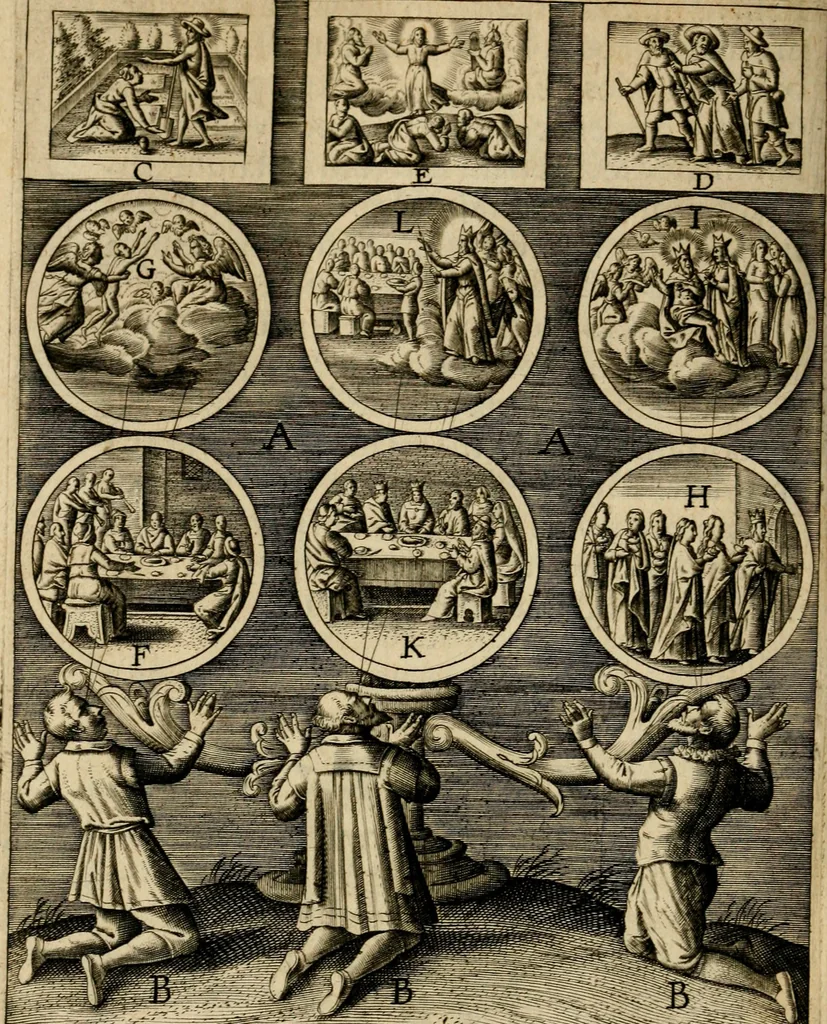 An illustration from Duodecim specula Deum aliquando videre desideranti concinnata, 1610, leaf 163