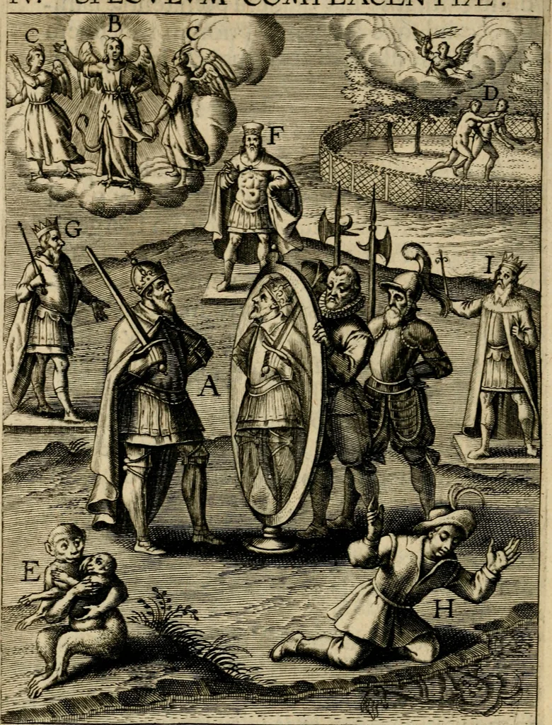 An illustration from Duodecim specula Deum aliquando videre desideranti concinnata, 1610, leaf 61