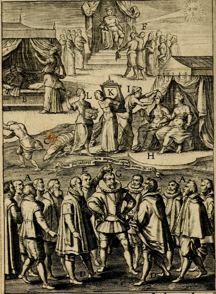 An illustration from Duodecim specula Deum aliquando videre desideranti concinnata, 1610, leaf 75