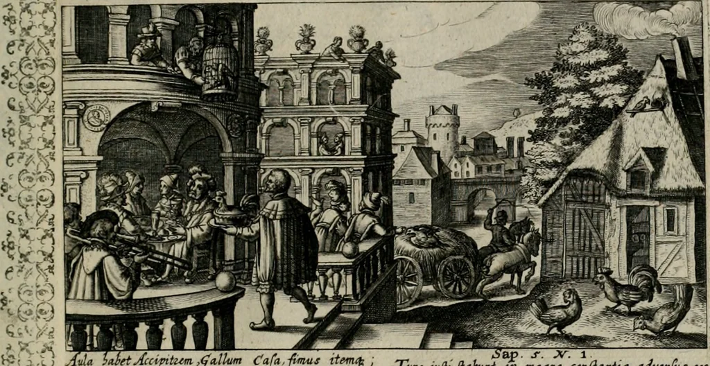 An illustration from [Duodekàs] emblematum sacrorum quorum consideratio accurata ad fidei exercitium et excitandam pietatem plurimum facere potest : erster [-vierter] Theill : schöner geistlichen Lehr vndt trost figuren, deren fleissige betrachtung zur Glaubens vbung vndt erweckung Chistlicher [sic] andacht, durch Gottes gnade, sehr deinlich sein kän, 1625, leaf 14