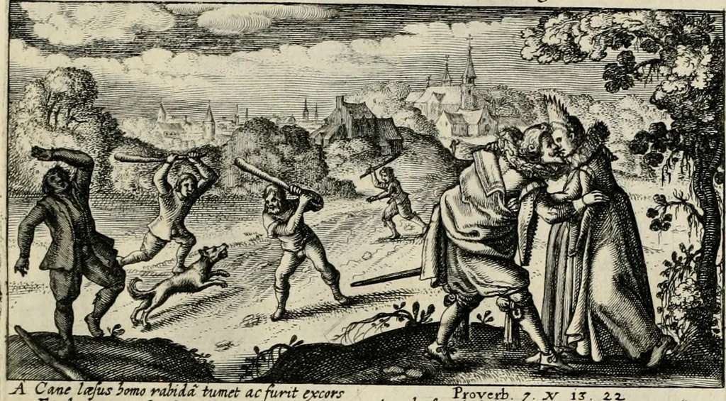 An illustration from [Duodekàs] emblematum sacrorum quorum consideratio accurata ad fidei exercitium et excitandam pietatem plurimum facere potest : erster [-vierter] Theill : schöner geistlichen Lehr vndt trost figuren, deren fleissige betrachtung zur Glaubens vbung vndt erweckung Chistlicher [sic] andacht, durch Gottes gnade, sehr deinlich sein kän, 1625, leaf 24