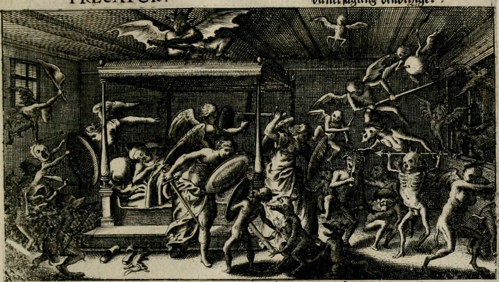 An illustration from [Duodekàs] emblematum sacrorum quorum consideratio accurata ad fidei exercitium et excitandam pietatem plurimum facere potest : erster [-vierter] Theill : schöner geistlichen Lehr vndt trost figuren, deren fleissige betrachtung zur Glaubens vbung vndt erweckung Chistlicher [sic] andacht, durch Gottes gnade, sehr deinlich sein kän, 1625, leaf 46
