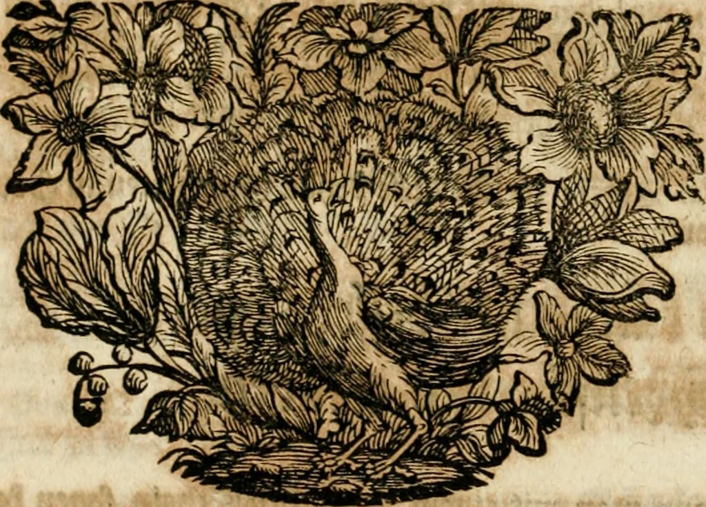 An illustration from Tapisseries du roy, ou sont representez les quatre elemens et les quatre saisons : avec les devises qvi les accompagnent & leur explication = Königliche französische Tapezereyen, oder überauss schöne Sinn-Bilder, in welchen die vier Element, samt den vier Jahr-Zeiten, neben den Dencksprüchen und ihren Ausslegungen, vorgestellet werden, 1690, leaf 125