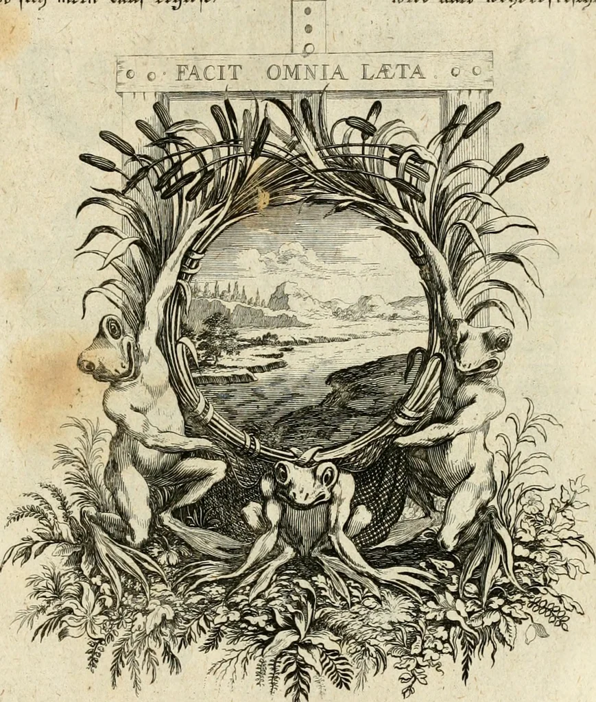 An illustration from Tapisseries du roy, ou sont representez les quatre elemens et les quatre saisons : avec les devises qvi les accompagnent & leur explication = Königliche französische Tapezereyen, oder überauss schöne Sinn-Bilder, in welchen die vier Element, samt den vier Jahr-Zeiten, neben den Dencksprüchen und ihren Ausslegungen, vorgestellet werden, 1690, leaf 60