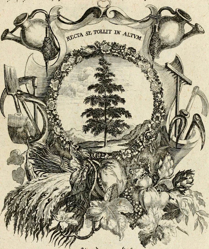 An illustration from Tapisseries du roy, ou sont representez les quatre elemens et les quatre saisons : avec les devises qvi les accompagnent & leur explication = Königliche französische Tapezereyen, oder überauss schöne Sinn-Bilder, in welchen die vier Element, samt den vier Jahr-Zeiten, neben den Dencksprüchen und ihren Ausslegungen, vorgestellet werden, 1690, leaf 74