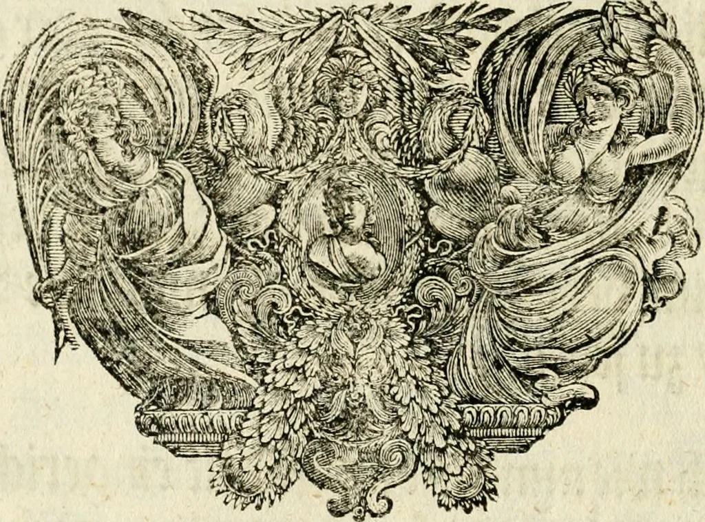 An illustration from Tapisseries du roy, ou sont representez les quatre elemens et les quatre saisons : avec les devises qvi les accompagnent & leur explication = Königliche französische Tapezereyen, oder überauss schöne Sinn-Bilder, in welchen die vier Element, samt den vier Jahr-Zeiten, neben den Dencksprüchen und ihren Ausslegungen, vorgestellet werden, 1690, leaf 85