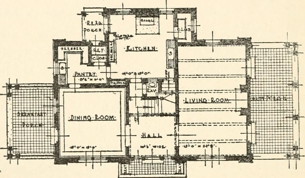 An illustration from The Dutch colonial house; its origin, design, modern plan and construction; illustrated with photographs of old examples and American adaptations of the style, 1913, leaf 123