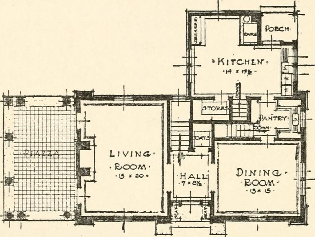 An illustration from The Dutch colonial house; its origin, design, modern plan and construction; illustrated with photographs of old examples and American adaptations of the style, 1913, leaf 129
