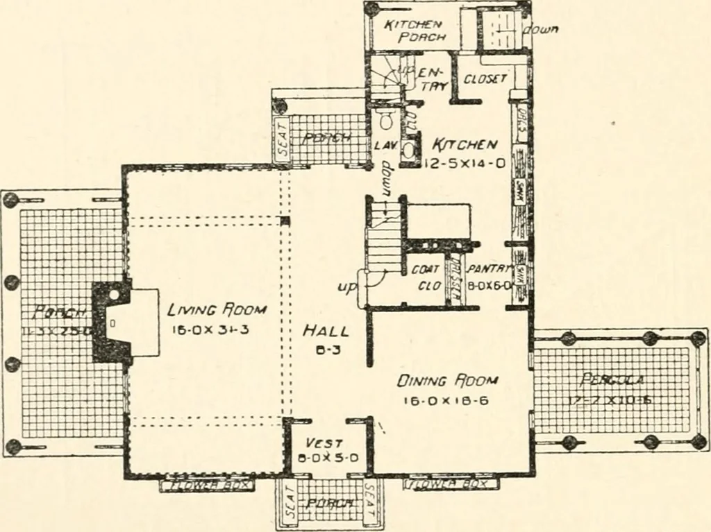 An illustration from The Dutch colonial house; its origin, design, modern plan and construction; illustrated with photographs of old examples and American adaptations of the style, 1913, leaf 131