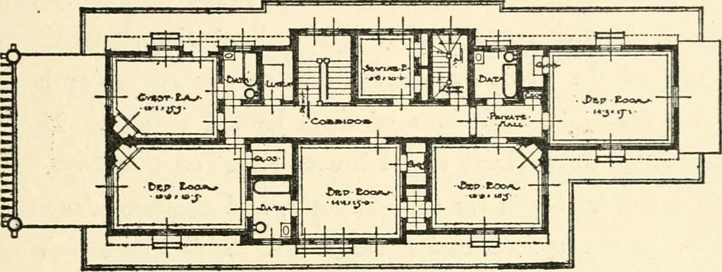 An illustration from The Dutch colonial house; its origin, design, modern plan and construction; illustrated with photographs of old examples and American adaptations of the style, 1913, leaf 144
