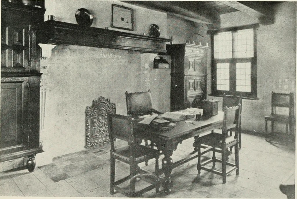 An illustration from The Dutch colonial house; its origin, design, modern plan and construction; illustrated with photographs of old examples and American adaptations of the style, 1913, leaf 186