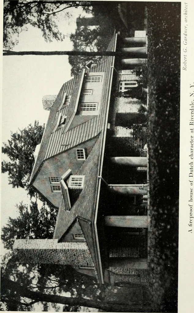 An illustration from The Dutch colonial house; its origin, design, modern plan and construction; illustrated with photographs of old examples and American adaptations of the style, 1913, leaf 58