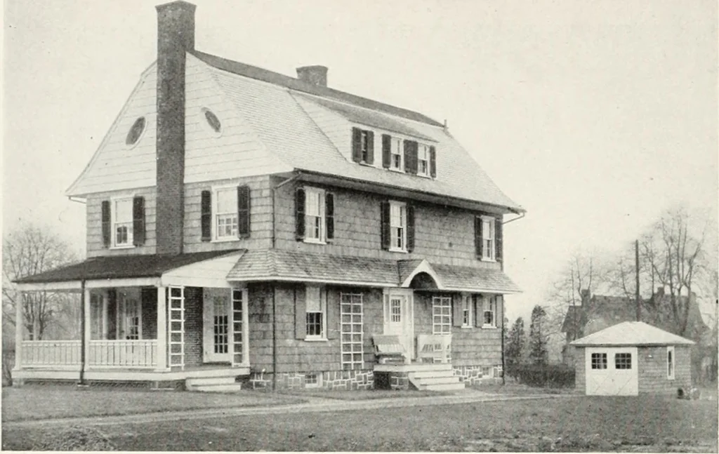 An illustration from The Dutch colonial house; its origin, design, modern plan and construction; illustrated with photographs of old examples and American adaptations of the style, 1913, leaf 75