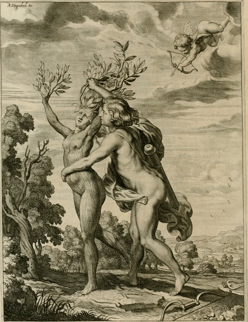 An illustration from Tableaux du temple des muses : tirez du cabinet de feu Mr. Fauereau, conseiller du roy en sa Cour des aydes, & grauez en tailles-douces par les meilleurs maistres de son temps, pour representer les vertus & les vices, sur les plus illustres fables de l'antiquité, 1655, leaf 149