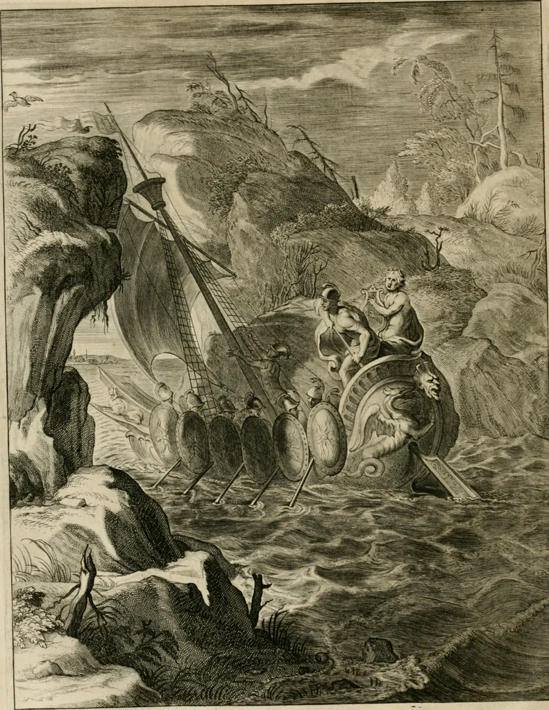 An illustration from Tableaux du temple des muses : tirez du cabinet de feu Mr. Fauereau, conseiller du roy en sa Cour des aydes, & grauez en tailles-douces par les meilleurs maistres de son temps, pour representer les vertus & les vices, sur les plus illustres fables de l'antiquité, 1655, leaf 309