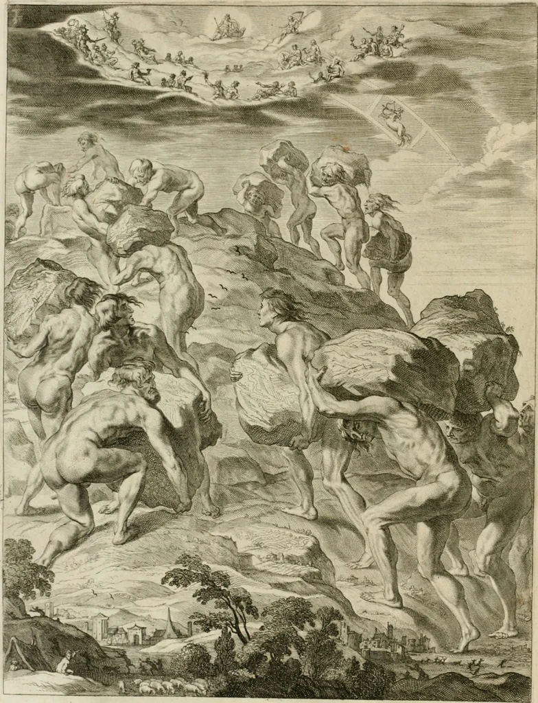 An illustration from Tableaux du temple des muses : tirez du cabinet de feu Mr. Fauereau, conseiller du roy en sa Cour des aydes, & grauez en tailles-douces par les meilleurs maistres de son temps, pour representer les vertus & les vices, sur les plus illustres fables de l'antiquité, 1655, leaf 39
