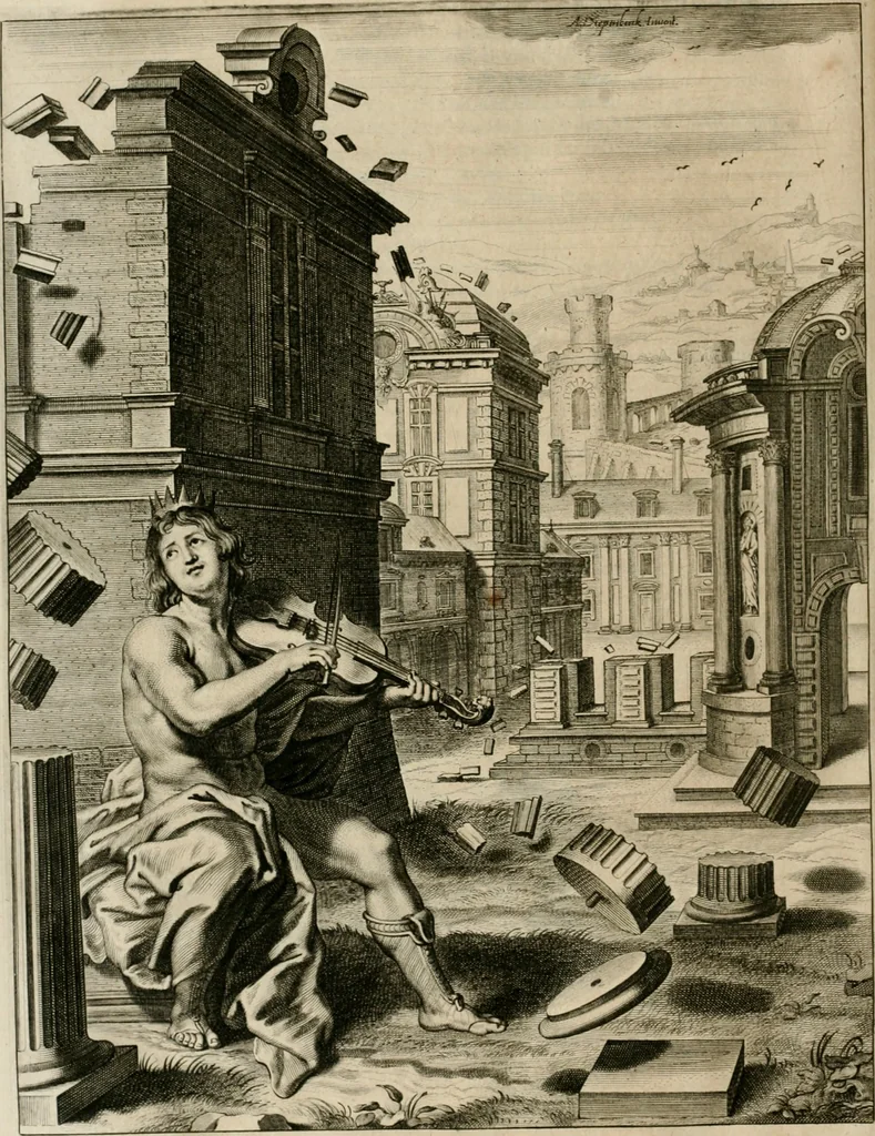 An illustration from Tableaux du temple des muses : tirez du cabinet de feu Mr. Fauereau, conseiller du roy en sa Cour des aydes, & grauez en tailles-douces par les meilleurs maistres de son temps, pour representer les vertus & les vices, sur les plus illustres fables de l'antiquité, 1655, leaf 449