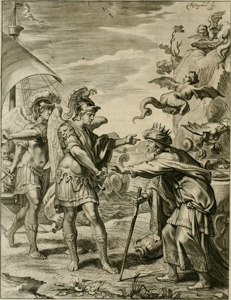 An illustration from Tableaux du temple des muses : tirez du cabinet de feu Mr. Fauereau, conseiller du roy en sa Cour des aydes, & grauez en tailles-douces par les meilleurs maistres de son temps, pour representer les vertus & les vices, sur les plus illustres fables de l'antiquité, 1655, leaf 469