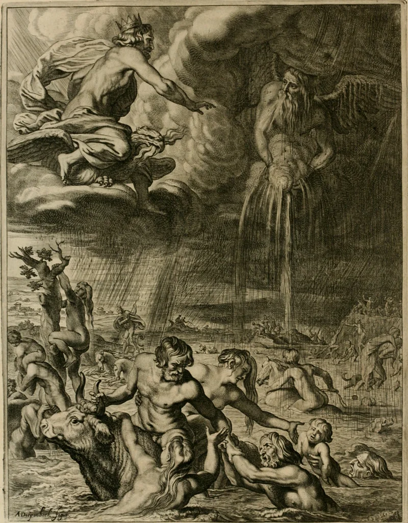 An illustration from Tableaux du temple des muses : tirez du cabinet de feu Mr. Fauereau, conseiller du roy en sa Cour des aydes, & grauez en tailles-douces par les meilleurs maistres de son temps, pour representer les vertus & les vices, sur les plus illustres fables de l'antiquité, 1655, leaf 49