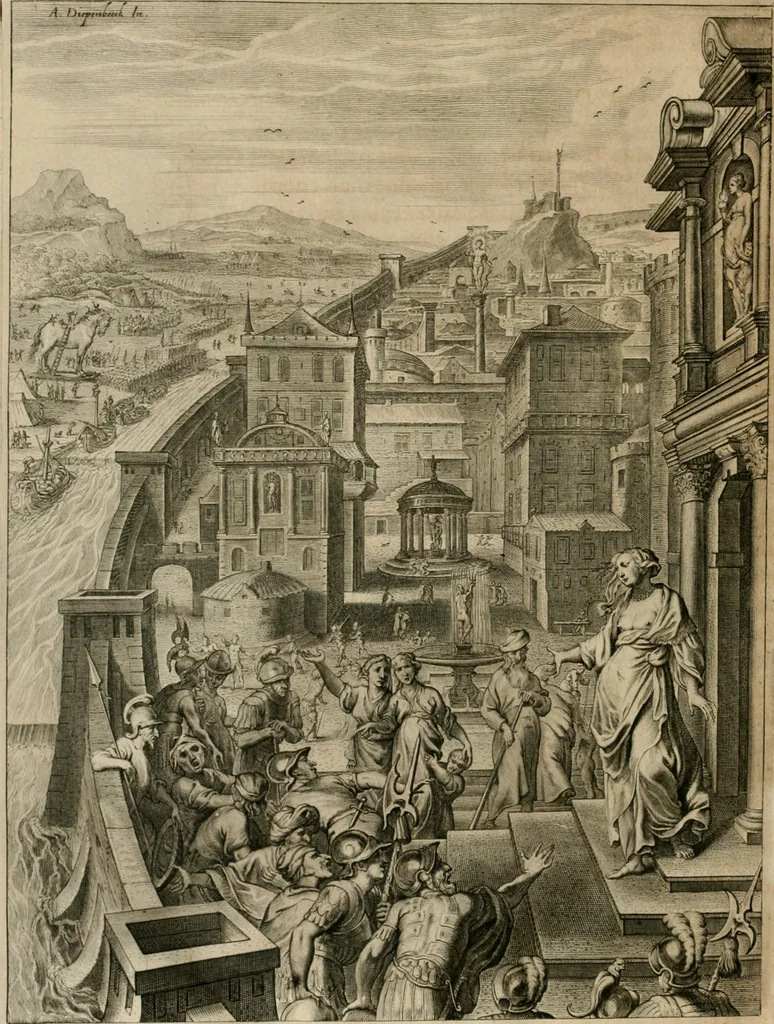 An illustration from Tableaux du temple des muses : tirez du cabinet de feu Mr. Fauereau, conseiller du roy en sa Cour des aydes, & grauez en tailles-douces par les meilleurs maistres de son temps, pour representer les vertus & les vices, sur les plus illustres fables de l'antiquité, 1655, leaf 509