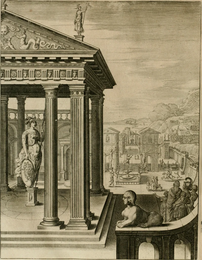 An illustration from Tableaux du temple des muses : tirez du cabinet de feu Mr. Fauereau, conseiller du roy en sa Cour des aydes, & grauez en tailles-douces par les meilleurs maistres de son temps, pour representer les vertus & les vices, sur les plus illustres fables de l'antiquité, 1655, leaf 519