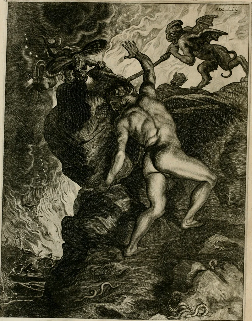 An illustration from Tableaux du temple des muses : tirez du cabinet de feu Mr. Fauereau, conseiller du roy en sa Cour des aydes, & grauez en tailles-douces par les meilleurs maistres de son temps, pour representer les vertus & les vices, sur les plus illustres fables de l'antiquité, 1655, leaf 579