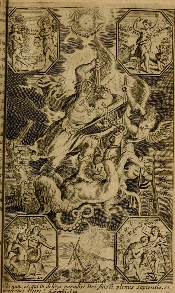 An illustration from Dux viae ad vitam puram, piam, perfectam, per exercitia spiritualia, meditationi simul et lectioni accommodatus : juxta normam sacrorum exercitiorum D. Ignatii de Loiola formatus, 1667, leaf 108