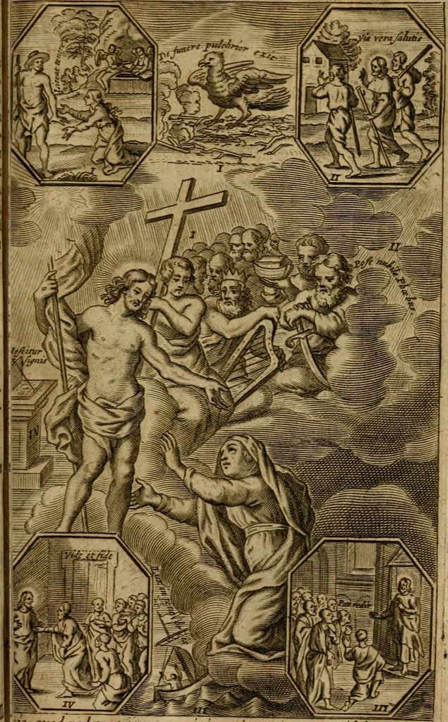 An illustration from Dux viae ad vitam puram, piam, perfectam, per exercitia spiritualia, meditationi simul et lectioni accommodatus : juxta normam sacrorum exercitiorum D. Ignatii de Loiola formatus, 1667, leaf 348