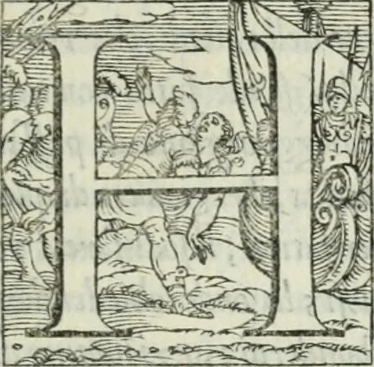 An illustration from Dve dialoghi di m. Iacomo de' Lanteri da Paratico, bresciano : ne i qvali s'introdvce messer Girolamo Catanio nouarese, & messer Francesco Treuisi ingegnero veronese, con un giouene bresciano, à ragionare del modo di disegnare le piante delle fortezze secondo Euclide : et del modo di comporre i modelli, & torre in disegno le piante delle città, 1557, leaf 12