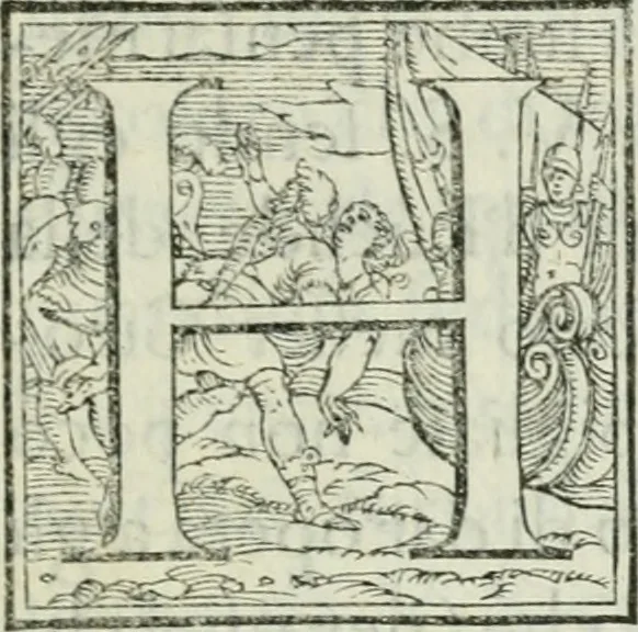 An illustration from Dve dialoghi di m. Iacomo de' Lanteri da Paratico, bresciano : ne i qvali s'introdvce messer Girolamo Catanio nouarese, & messer Francesco Treuisi ingegnero veronese, con un giouene bresciano, à ragionare del modo di disegnare le piante delle fortezze secondo Euclide : et del modo di comporre i modelli, & torre in disegno le piante delle città, 1557, leaf 6
