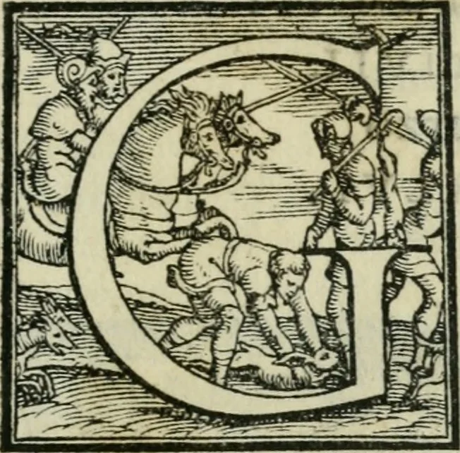 An illustration from Dve lezzioni di M. Benedetto Varchi : nella prima delle qvali si dichiara vn sonetto di M. Michelagnolo Buonarroti : nella seconda si disputa quale sia piu nobile arte la scultura, o la pittura, con vna lettera d'esso Michelagnolo & piu altri eccellentiss. pittori et scultori sopra la quistione sopradetta, 1549, leaf 8