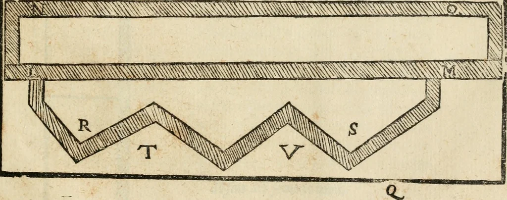 An illustration from Dvo libri di m. Giacomo Lanteri di Paratico da Brescia : del modo di fare le fortificationi de terra intorno alle città, & alle castella per fortificarle : et di fare cosi i forti in campagna per gli alloggiamenti de gli esserciti : come anco per andar sotto ad una terra, & di fare i ripari nella batterie, 1559, leaf 138