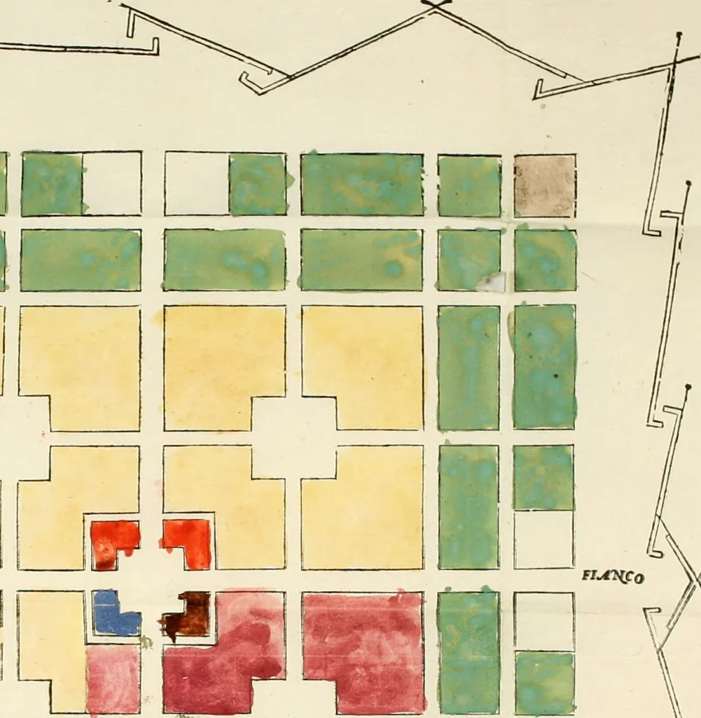 An illustration from Dvo libri di m. Giacomo Lanteri di Paratico da Brescia : del modo di fare le fortificationi de terra intorno alle città, & alle castella per fortificarle : et di fare cosi i forti in campagna per gli alloggiamenti de gli esserciti : come anco per andar sotto ad una terra, & di fare i ripari nella batterie, 1559, leaf 5