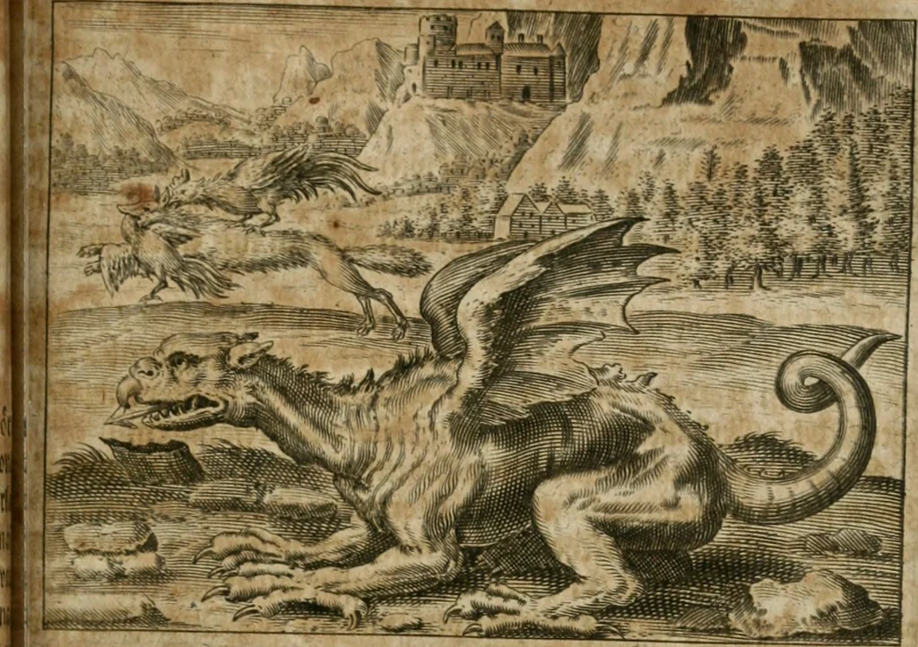 An illustration from Dyas chymica tripartita, das ist, Sechs herzliche deutsche philosophische Tractätlein : deren II. von an jtzo noch im Leben, II. von mitlern Alters, und II. von ältern Philosophis beschrieben Worden : nunmehr aber allen Filiis doctrinae zu Nutz an Tag geben, und mit schönen Figuren gezieret, 1625, leaf 100