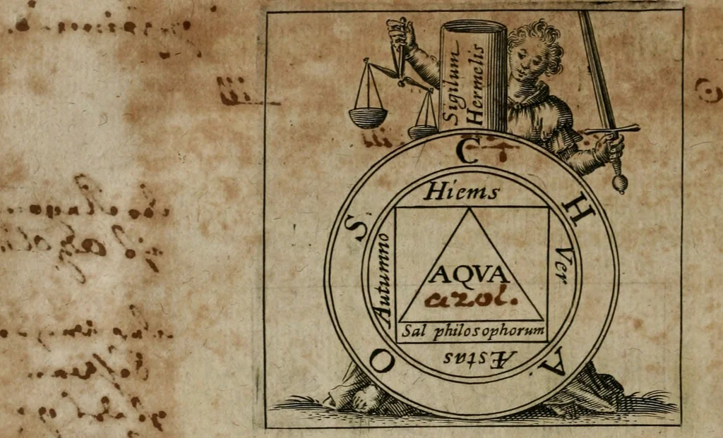 An illustration from Dyas chymica tripartita, das ist, Sechs herzliche deutsche philosophische Tractätlein : deren II. von an jtzo noch im Leben, II. von mitlern Alters, und II. von ältern Philosophis beschrieben Worden : nunmehr aber allen Filiis doctrinae zu Nutz an Tag geben, und mit schönen Figuren gezieret, 1625, leaf 109