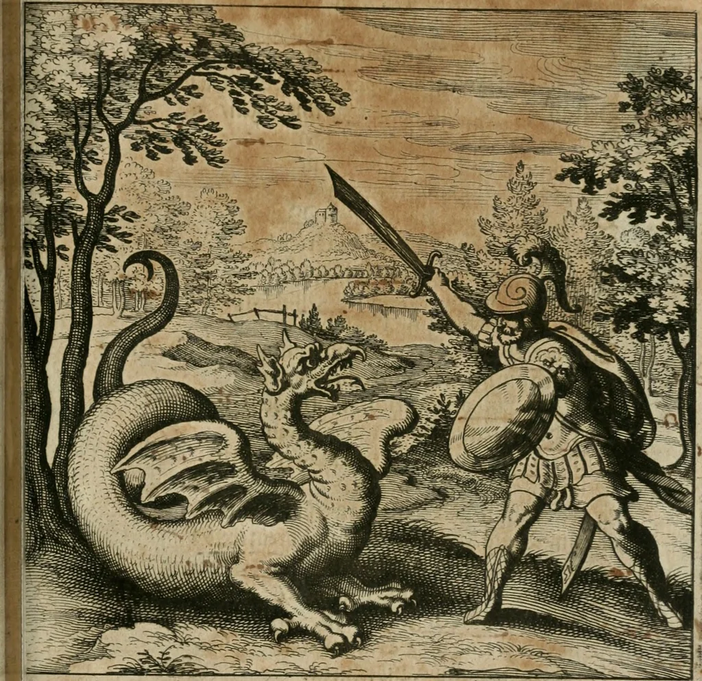 An illustration from Dyas chymica tripartita, das ist, Sechs herzliche deutsche philosophische Tractätlein : deren II. von an jtzo noch im Leben, II. von mitlern Alters, und II. von ältern Philosophis beschrieben Worden : nunmehr aber allen Filiis doctrinae zu Nutz an Tag geben, und mit schönen Figuren gezieret, 1625, leaf 182
