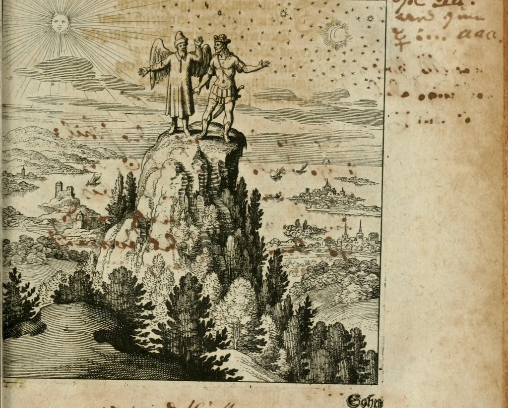 An illustration from Dyas chymica tripartita, das ist, Sechs herzliche deutsche philosophische Tractätlein : deren II. von an jtzo noch im Leben, II. von mitlern Alters, und II. von ältern Philosophis beschrieben Worden : nunmehr aber allen Filiis doctrinae zu Nutz an Tag geben, und mit schönen Figuren gezieret, 1625, leaf 202