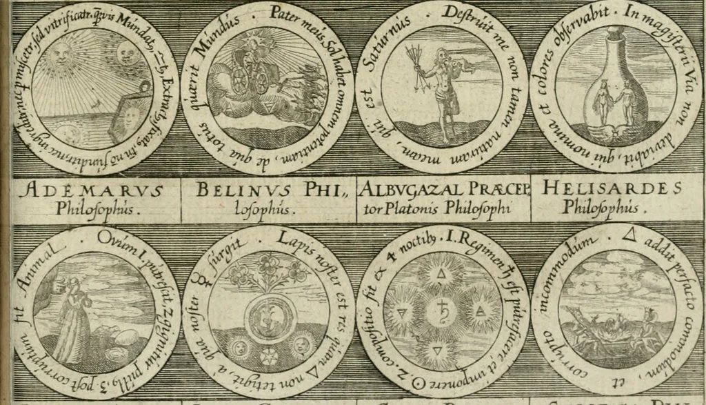 An illustration from Dyas chymica tripartita, das ist, Sechs herzliche deutsche philosophische Tractätlein : deren II. von an jtzo noch im Leben, II. von mitlern Alters, und II. von ältern Philosophis beschrieben Worden : nunmehr aber allen Filiis doctrinae zu Nutz an Tag geben, und mit schönen Figuren gezieret, 1625, leaf 254