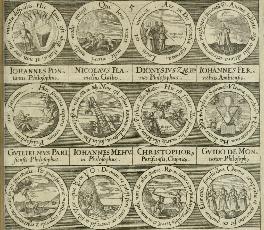 An illustration from Dyas chymica tripartita, das ist, Sechs herzliche deutsche philosophische Tractätlein : deren II. von an jtzo noch im Leben, II. von mitlern Alters, und II. von ältern Philosophis beschrieben Worden : nunmehr aber allen Filiis doctrinae zu Nutz an Tag geben, und mit schönen Figuren gezieret, 1625, leaf 258
