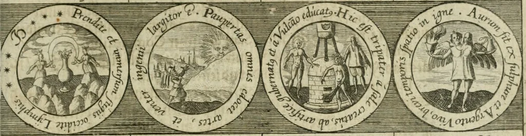An illustration from Dyas chymica tripartita, das ist, Sechs herzliche deutsche philosophische Tractätlein : deren II. von an jtzo noch im Leben, II. von mitlern Alters, und II. von ältern Philosophis beschrieben Worden : nunmehr aber allen Filiis doctrinae zu Nutz an Tag geben, und mit schönen Figuren gezieret, 1625, leaf 260